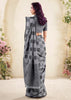 Slate Grey Woven Linen Silk Saree