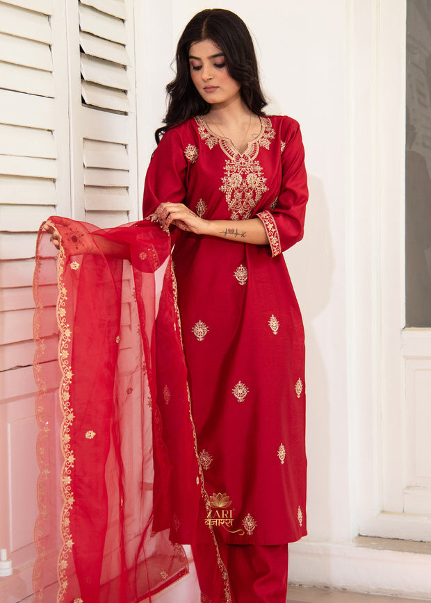 Ruby Red Embroidered Suit (10702044233921)