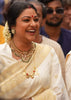 ABHIRAMI In Classic White And Gold Woven Kanjivaram Saree