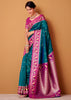 Teal Blue Woven Banarasi Silk Saree
