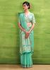 Sea Green Woven Linen Silk Saree