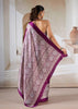 Wine Purple Printed Satin Silk Saree