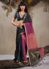 Black And Purple Woven Cotton Silk Saree