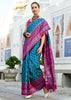 Teal Blue Woven Soft Silk Saree