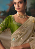 Olive Grey Embroidered Designer Saree