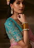 Light Pink Embroidered Designer Organza Saree