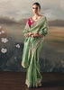 Pista Green Tissue Embroidered Wedding Wear Saree