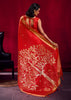 Spanish Red Banarasi Satin Linen Silk Saree