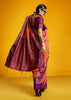 Peach Pink Woven Banarasi Silk Saree