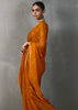 Deep Orange Embroidered Silk Saree With Heavy Blouse