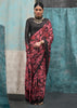 Persian Red And Black Satin Crepe Printed Silk Saree