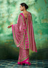 Pink Printed Satin Silk Saree
