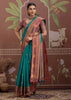 Sea Blue Woven Tussar Silk Saree