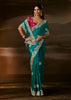 Teal Green Embroidered Designer Organza Saree