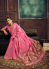 Carnation Pink Woven Cotton Silk Saree