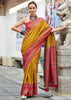 Dusky Yellow Woven Soft Silk Saree