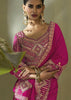 “Exclusive Offer” : Fuchsia Pink Woven Embroidered Silk Saree