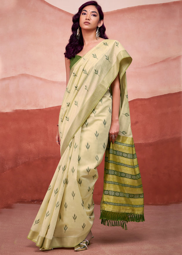 Delight Yellow Woven Cotton Silk Saree