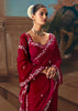 Maroon Embroidered Designer Saree