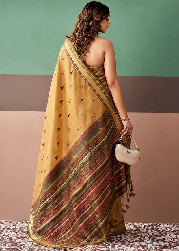 Mustard Gold Woven Cotton Silk Saree