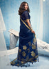 Midnight Blue Woven Cotton Silk Saree