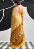 Dusky Yellow Woven Linen Cotton Silk Saree