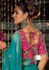 “Exclusive Offer” : Teal Blue Woven Embroidered Banarasi Silk Saree
