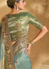 Pista Green Designer Embroidered Silk Saree