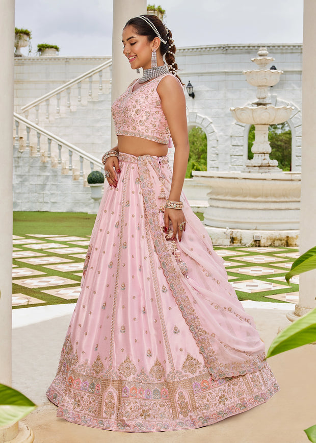 Light Pink Embroidered Designer Lehenga