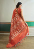Spicy Orange Woven Tussar Silk Saree
