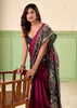 Burgundy kalamkari Printed Cotton Silk Saree