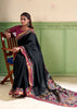 Jet Black kalamkari Printed Cotton Silk Saree