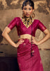 Wine Purple Woven silk saree