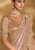 Pink Gold Designer Embroidered Silk Saree