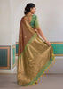 Almond Brown Woven Silk Saree With Contrast Blouse