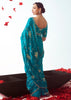 Horizon Blue Embroidered Designer Tissue Saree