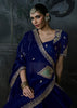 Navy Blue Embroidered Designer Saree