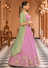 Pink Tissue Embroidered Semi-Stitched Lehenga