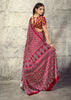 Red Printed Satin Silk Saree