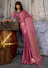 Mauve Pink Woven Banarasi Satin Silk Saree