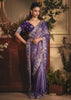 Grape Purple Tissue Organza Designer Saree