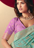 Aruba Blue Woven Banarasi Silk Saree