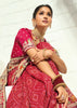 Red Embroidered Georgette Bandhej Saree
