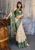 Antique Green Printed Cotton Silk Saree