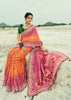 Orange & Pink Woven Georgette Bandhej Designer Saree