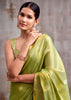 Pistachio Green Woven Tissue Silk Saree