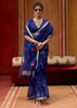 Navy Blue Woven Cotton Organza Saree