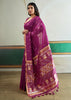 Dahlia Purple Woven Tussar Silk Saree