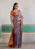 Dusky Purple Woven Silk Saree With Contrast Blouse