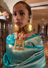 Teal Blue Dual Tone Woven Banarasi Silk Saree